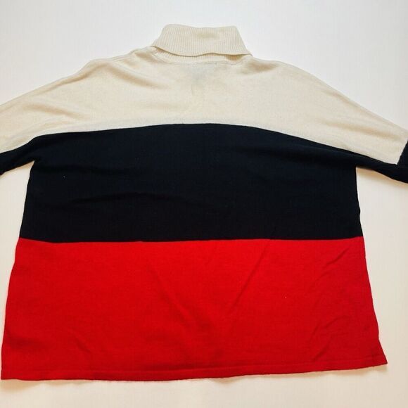 INC Wool Cashmere Sweater Womens XL Beige Black Red Colorblock Turtleneck Office - Picture 2 of 6